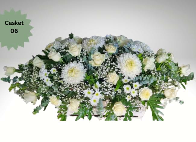 Double side white casket spray