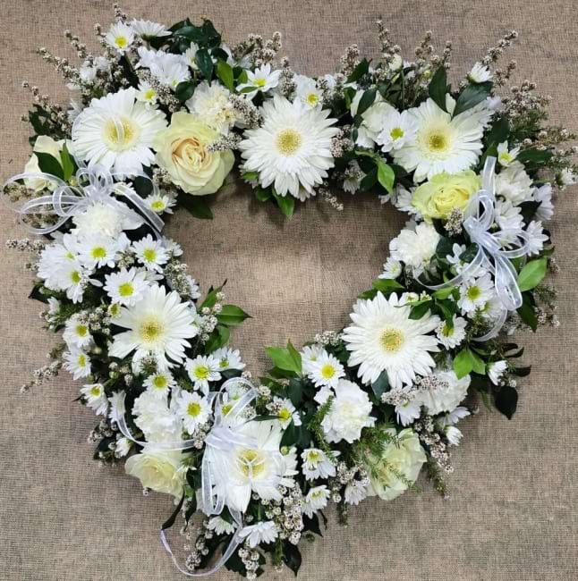 White Heart Sympathy Wreath Sunshine Coast | Local Caloundra Florist | Funeral Flower Delivery Sunshine Coast