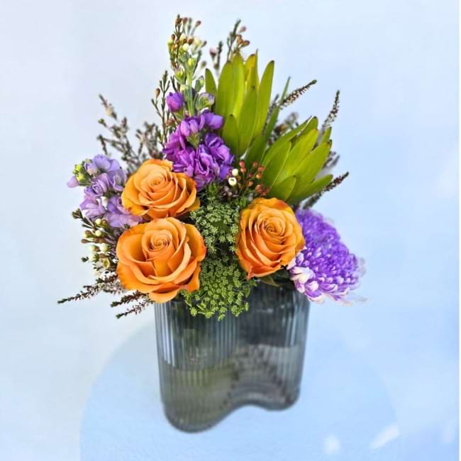 Orange Rose Vase Arrangement Caloundra Florist