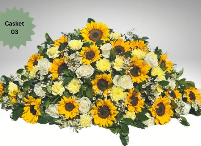 Single side casket sunflowers
