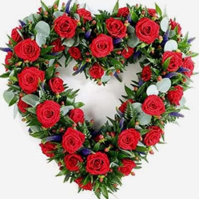 Red Roses Sympathy Wreath | Heart Shape Funeral Wreath | Fresh Flowers Sunshine Coast | Caloundra Florist