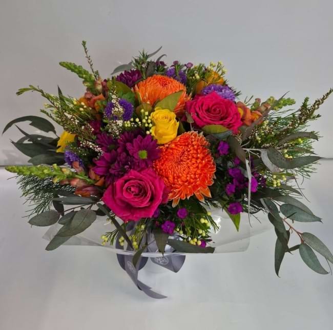 Colourful Disbud Poppies & Roses Fresh Flower Arrangement | Same Day Flower Delivery