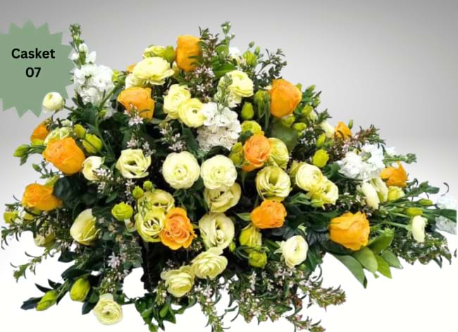 Single end double side casket spray yellow mix