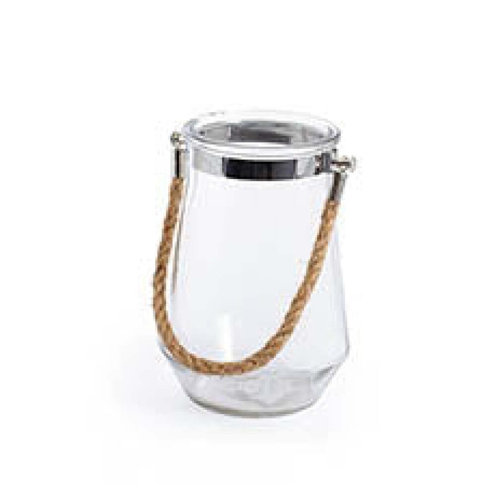 12cm X 16cm H - Glass Elva | Hurricane Vase Rope Handle Clear