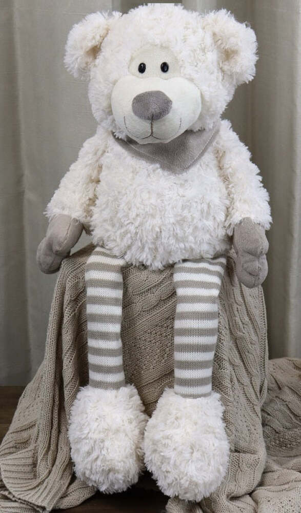 32cm - WHITE TEDDY | STRIPED LEGS | Caloundra Flower Delivery
