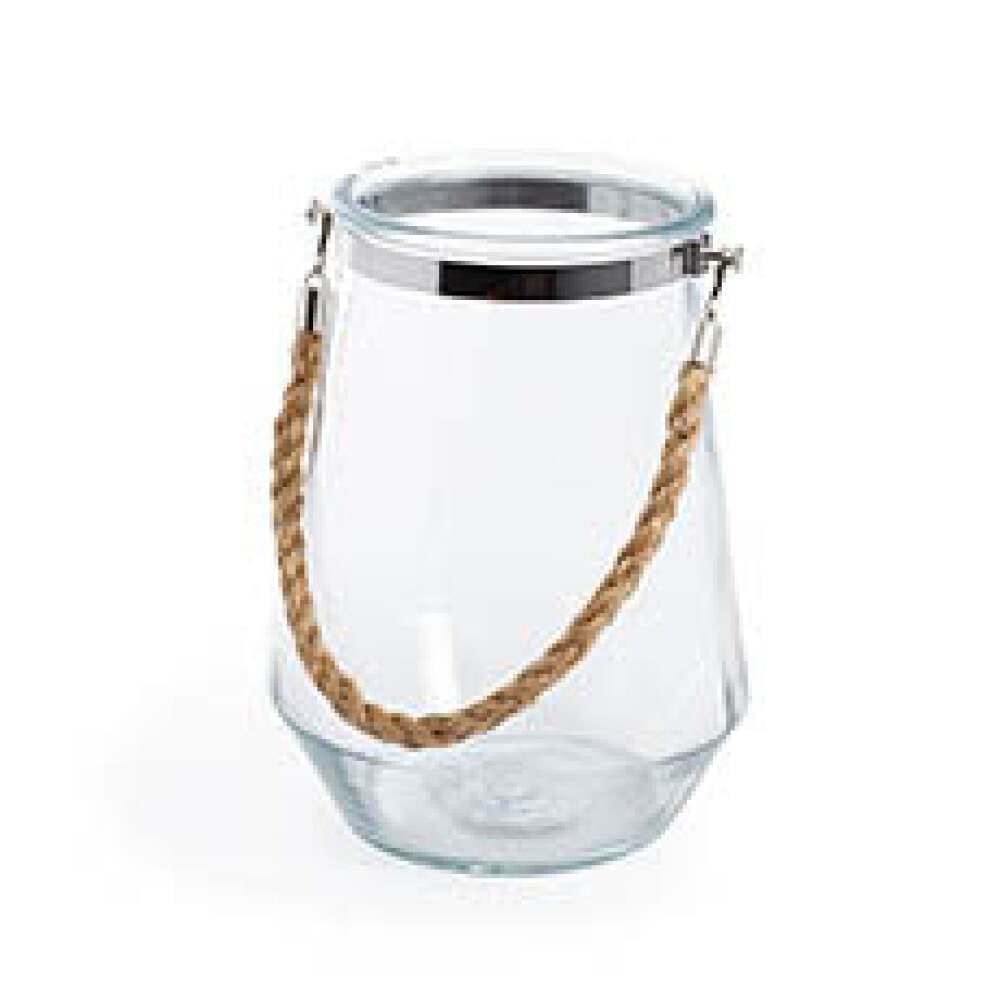 16cm X 22cm - Glass Elva | Hurricane Vase Rope Handle Clear | Caloundra Florist| Same Day Flower Delivery