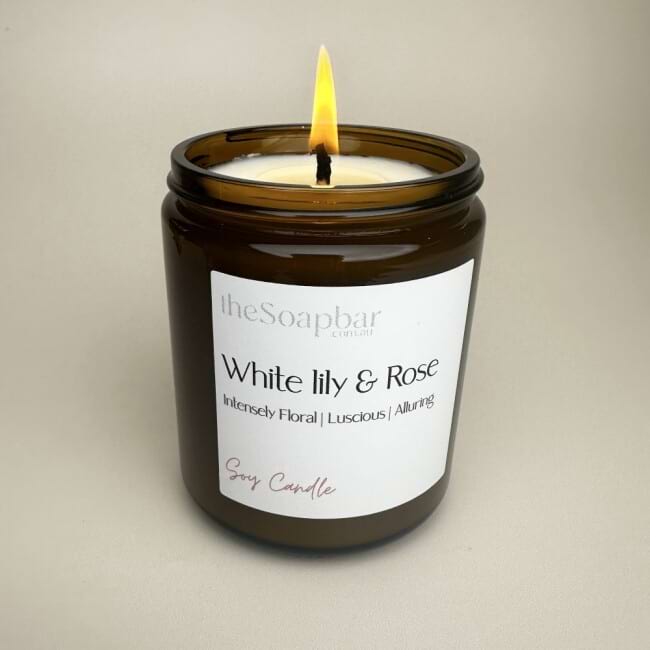 White Lily & Rose Soy Candle 